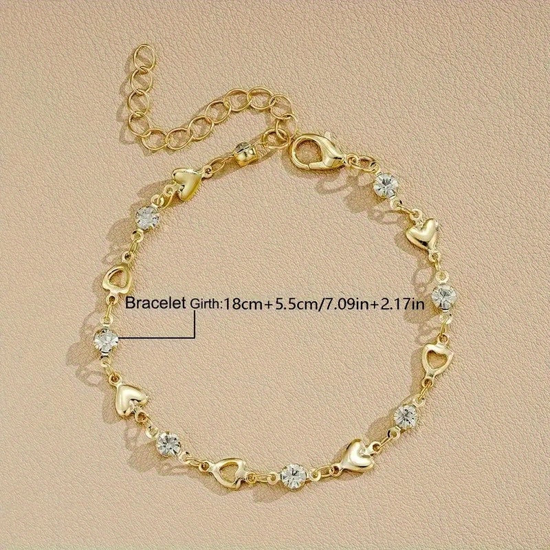 1pc Elegant Minimalist Alloy Bracelet with Heart & Star Charms - Versatile Everyday Jewelry for Women, Perfect Gift for Birthdays, Anniversaries, Parties & Dates