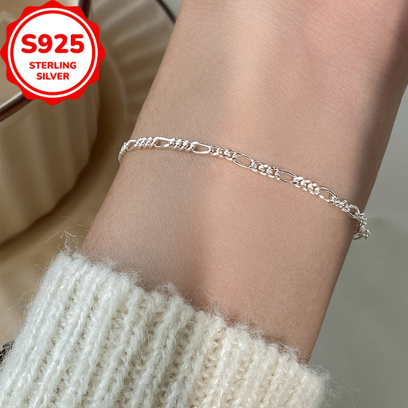 S925 Silver Fresh Sweet Ins Style Unique Smooth Rhombus Interlocking Bracelet, Casual Fashion, Gift For Her, Minimalist Bracelet, Trendy Accessory, Delicate Craftsmanship, Interlocking Chain, Stylish Bracelet, Fashion Enthusiasts