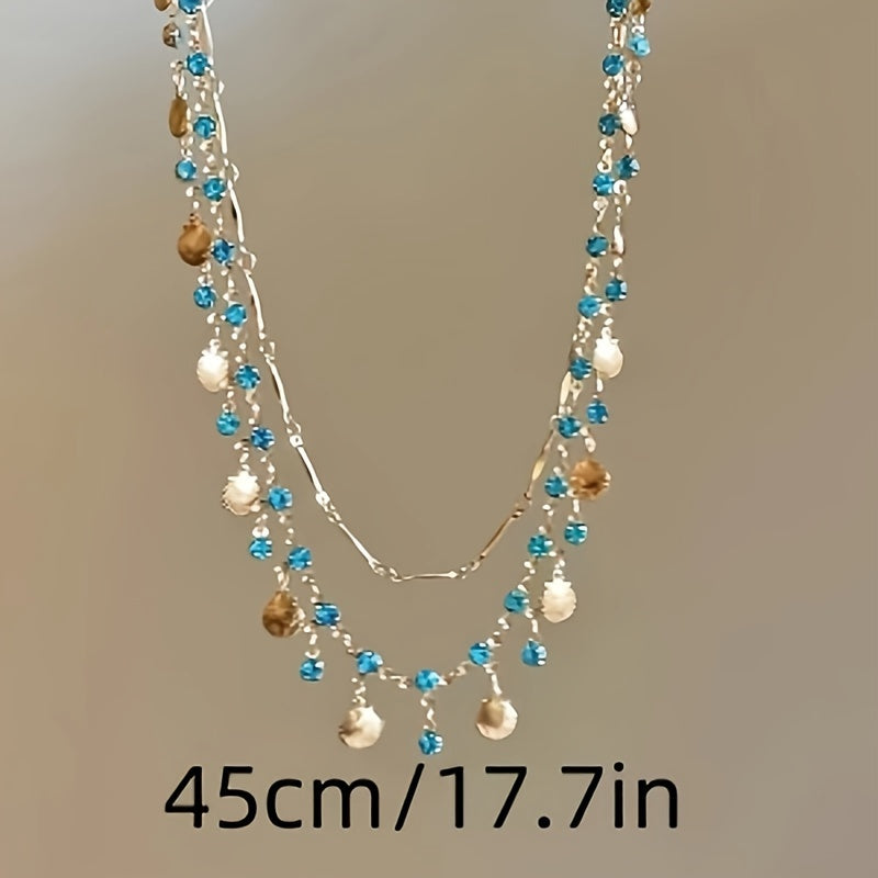 1pc blue Golden shell necklace versatile bracelet niche design sense light luxury jewelry