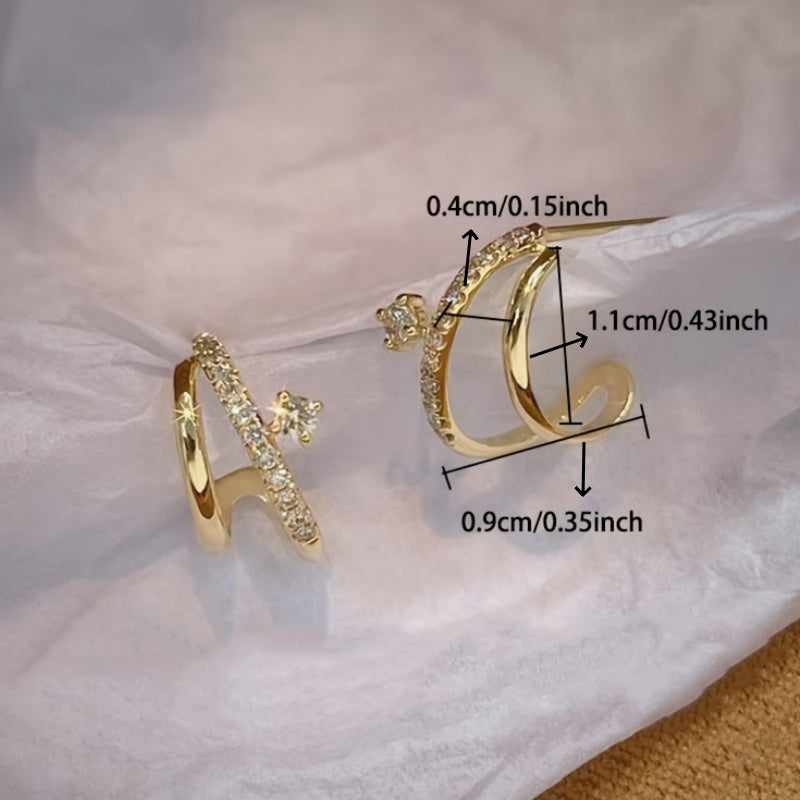 S925 Sterling 925 Silver Double-Layer Stud Earrings - Sparkling Claw Setting, Perfect Birthday Gift