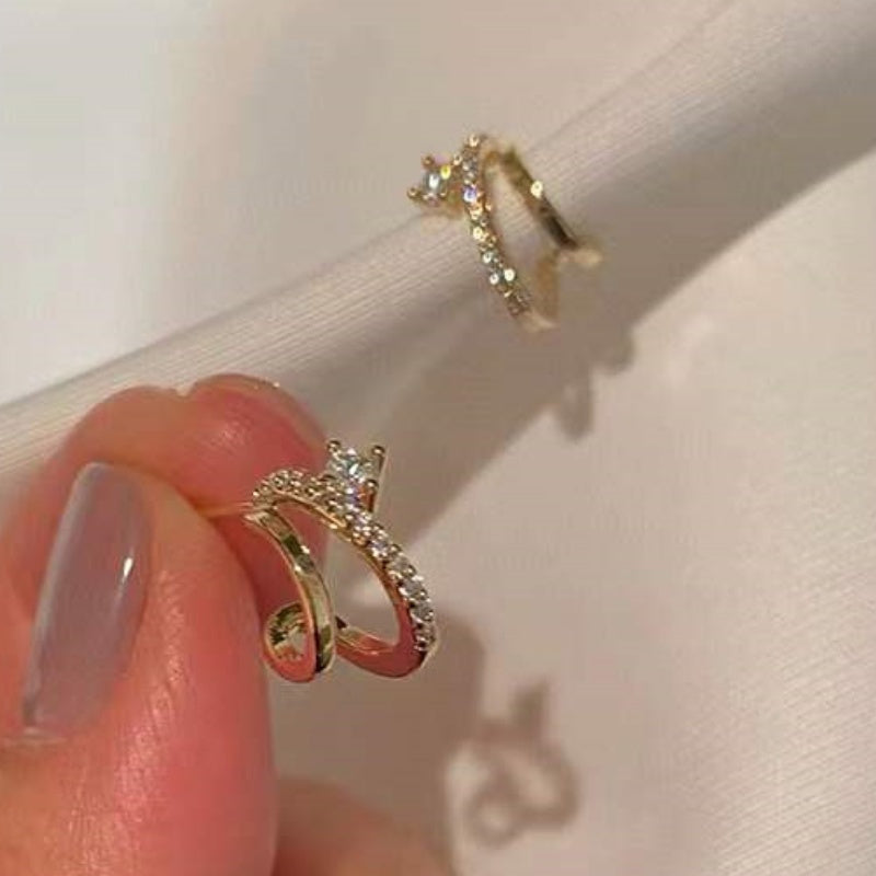 S925 Sterling 925 Silver Double-Layer Stud Earrings - Sparkling Claw Setting, Perfect Birthday Gift