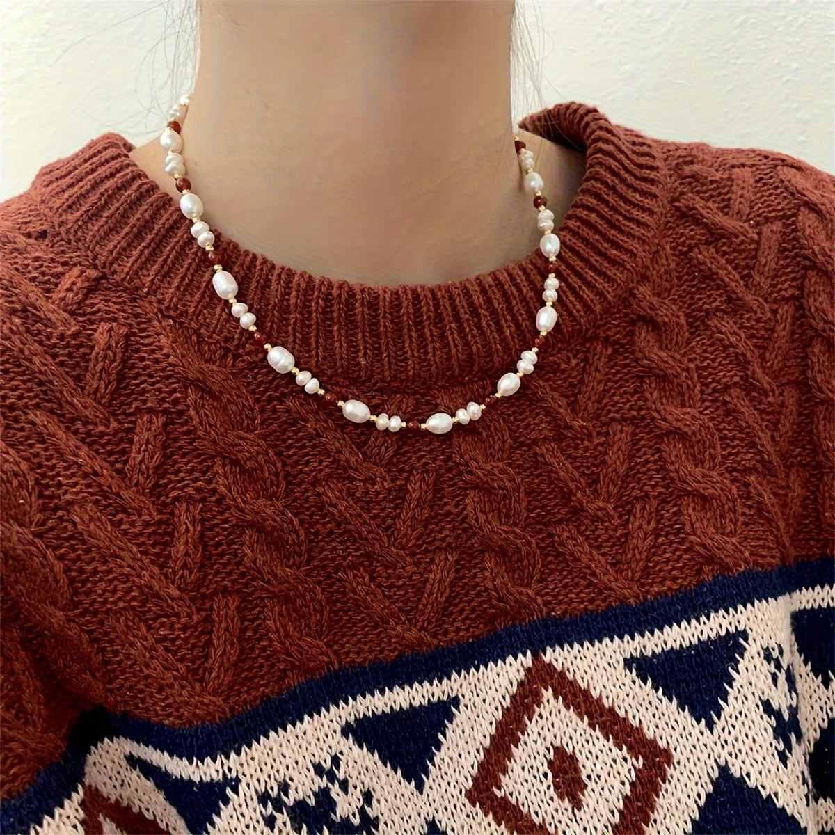 925 Silver Necklace With Natural Freshwater Pearl Beads Necklace Elegant Simple Style Daily Wear Accessories Original Design Fine Jewelry Valentine's Day Gift With Gift Box