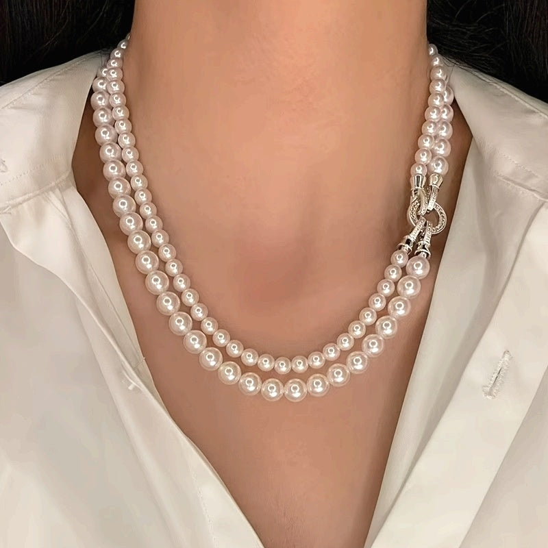 Luxury Synthetic Freshwater Pearls Necklace for Women - No Plating, Minimalist Elegant Design for Everyday & Special Occasions, Valentine's Day & Anniversary Gift, Year-Round Versatile Jewelry, Occasion Accessory, Sophisticated Style