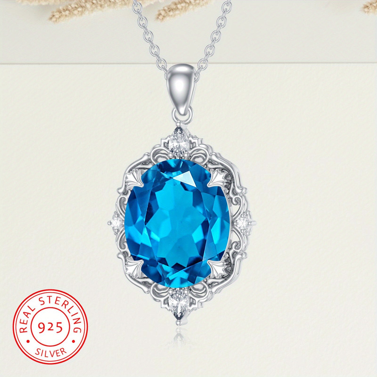 Ladies Swiss Blue Swan Stone Pendant Necklace Men Ladies Moissanite Necklace, Moissanite Cuban Chain, Best Gifts for Birthdays, Commemorations, Holiday Gifts