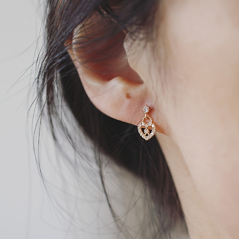 S925 Sterling Silver Teardrop Dangle Earrings with Sparkling Cubic Zirconia - Elegant Vintage-Inspired Design for Daily Wear & Gifting, Valentine'S Day Accessory, Cute Earrings