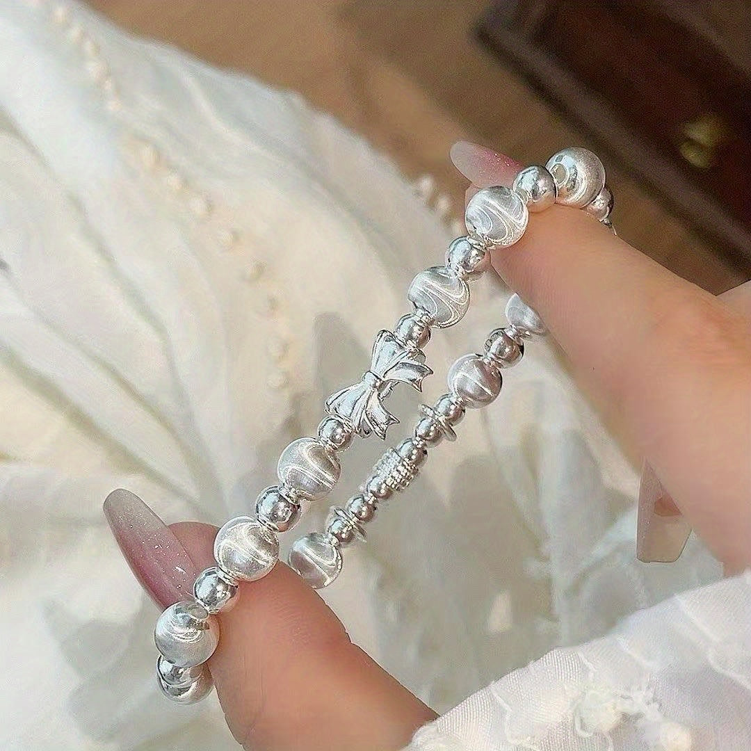 S925 925 Silver Wheat Ear Heart-Shaped Bracelet - Minimalist Elegant Design, Durable & Stylish, Perfect for Daily Wear, Ideal for Everyday & Special Occasions, For Teenager