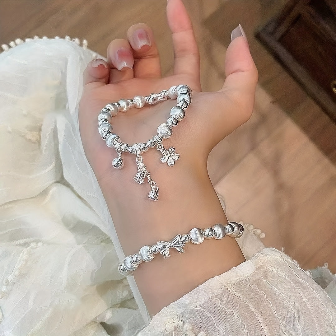 S925 925 Silver Wheat Ear Heart-Shaped Bracelet - Minimalist Elegant Design, Durable & Stylish, Perfect for Daily Wear, Ideal for Everyday & Special Occasions, For Teenager