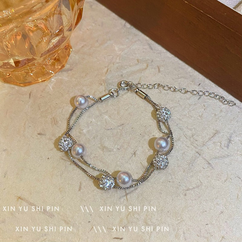 Women'S Bohemian & Classic Double-Layer Bracelet with & Pink - Elegant Multi-Color Beads, February Birthstone Accent, Versatile Everyday & Party Jewelry Gift for Women, Durable Timeless Design for Year-Round Wear