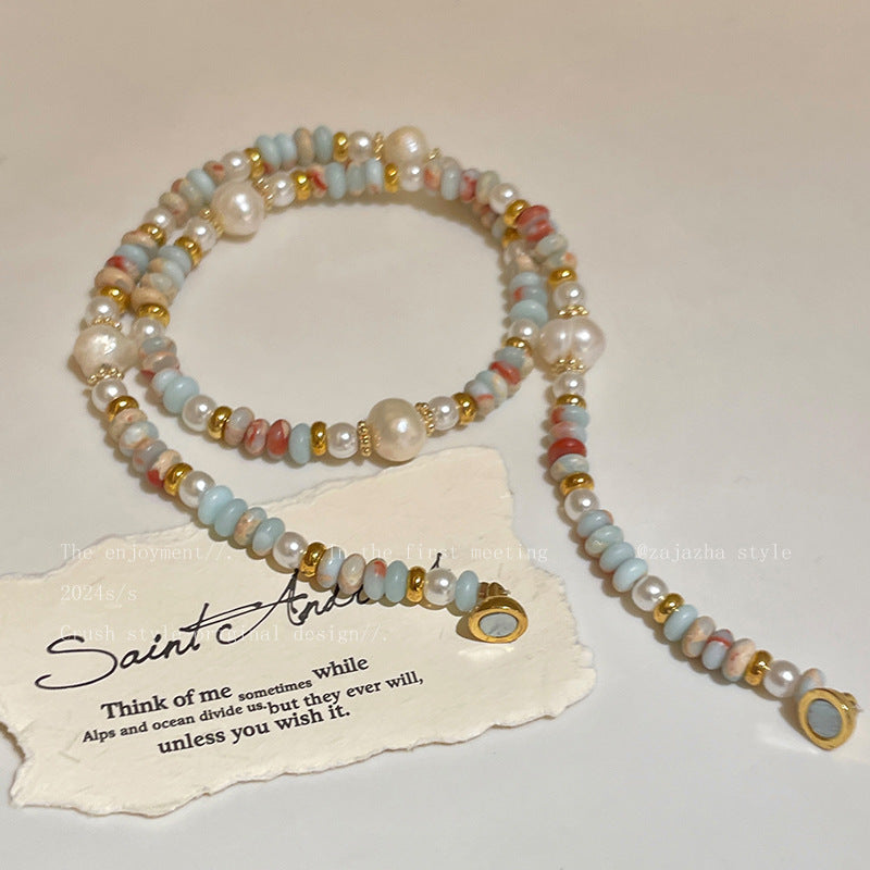 Natural Shoushan Stone Freshwater Pearl Magnetic Bracelet for Women - Light Luxury Niche Exquisite Bracelet with Golden-Tone Accents, Vintage Style, Perfect for Daily Wear or Parties, Party Accessory|Vintage Bracelet|Durable Bracelet