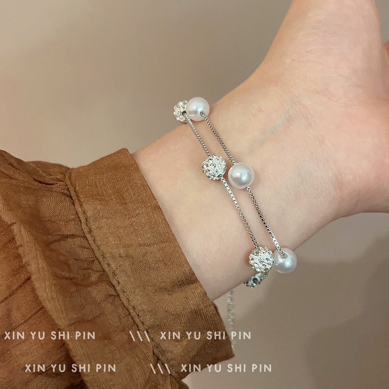 Women'S Bohemian & Classic Double-Layer Bracelet with & Pink - Elegant Multi-Color Beads, February Birthstone Accent, Versatile Everyday & Party Jewelry Gift for Women, Durable Timeless Design for Year-Round Wear