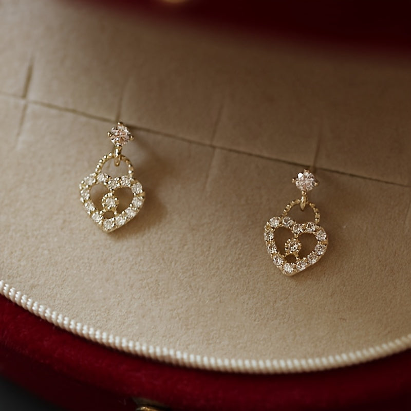 S925 Sterling Silver Teardrop Dangle Earrings with Sparkling Cubic Zirconia - Elegant Vintage-Inspired Design for Daily Wear & Gifting, Valentine'S Day Accessory, Cute Earrings