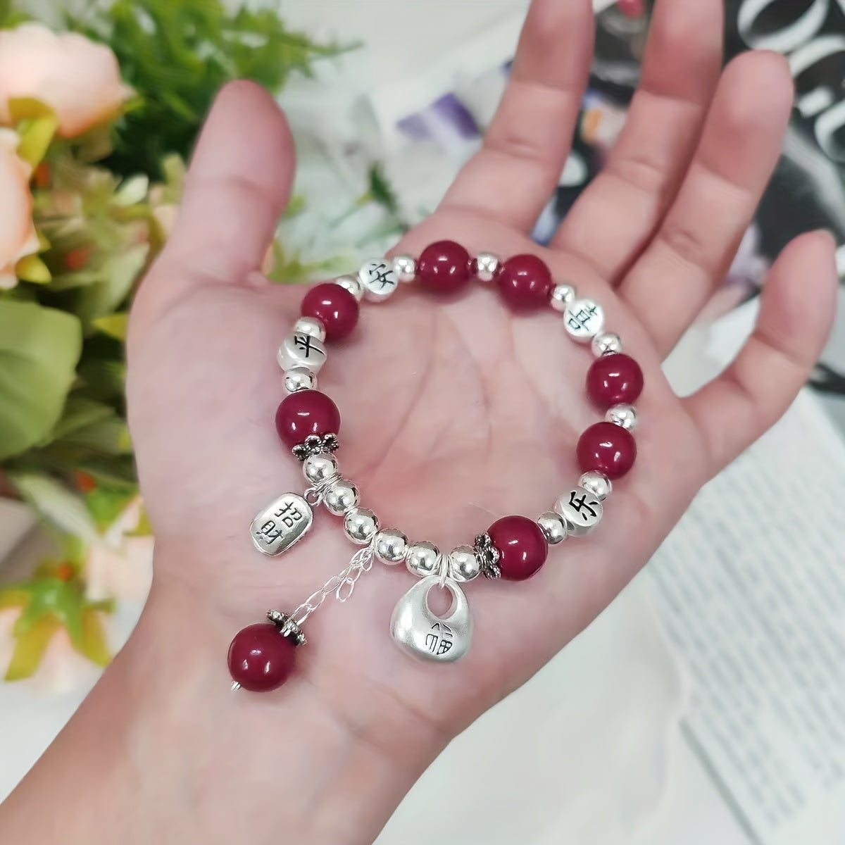 S925 925 Silver Garnet Money Bag Bracelet - Elegant Minimalist Design with Heart Pendant, Adjustable Clasp, Durable & Stylish, Perfect for Daily Wear or Special Occasions, Everyday Accessory | Elegant Bracelet | Adjustable Clasp, For Teenager
