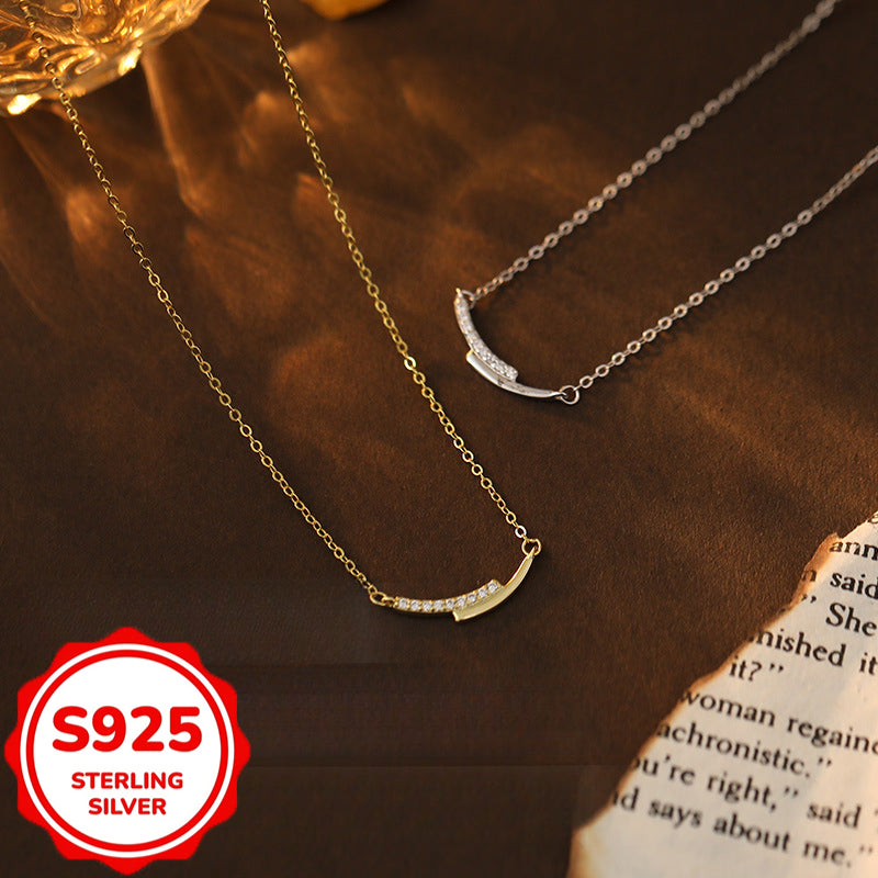 1pc S925 Silver Luxury Smile Sparkling Necklace for Women - Elegant Bohemian Style, Perfect for Daily Wear, Dates, Weddings & Banquets - Ideal Gift for Family