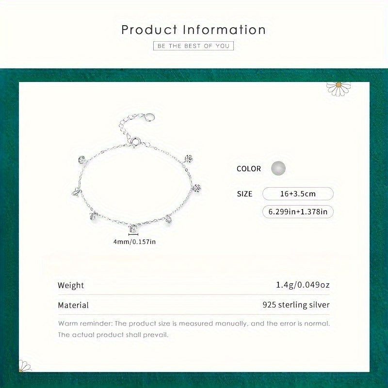 Designer Full 925 Sterling Silver Light Luxury Bracelet for Women, Ins Small Design Hand Ornament Gift S925 Silver Net Weight: 1.4g