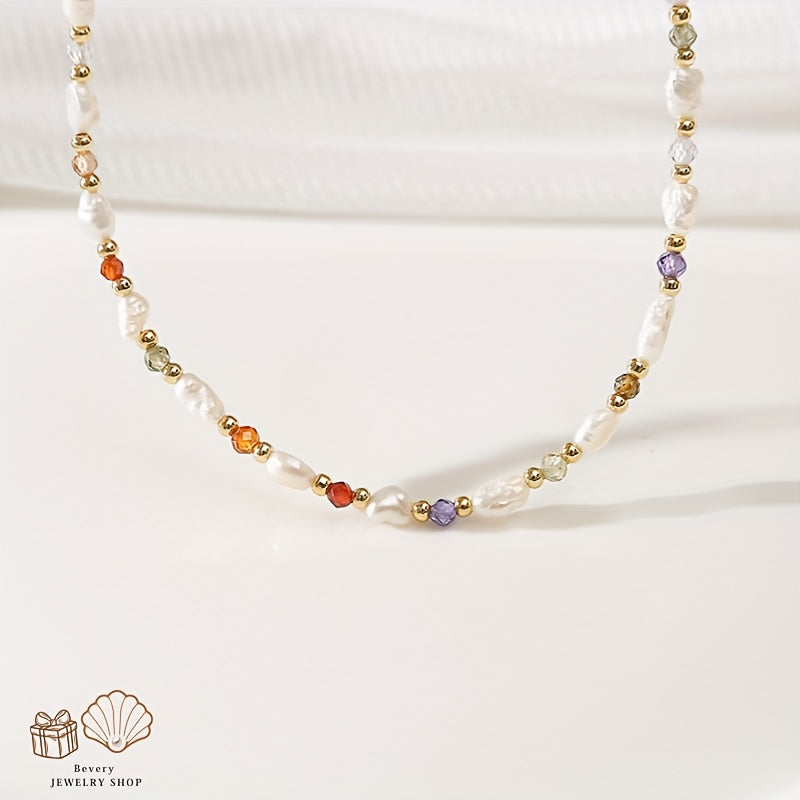 Elegant Freshwater Pearls Necklace with Golden-Tone Accents - June Birthstone, Ideal for Weddings, Music Festivals, and Special Occasions, Festive Accessory|Elegant Necklace|Golden-Tone Accents, Necklace for, For Teenager