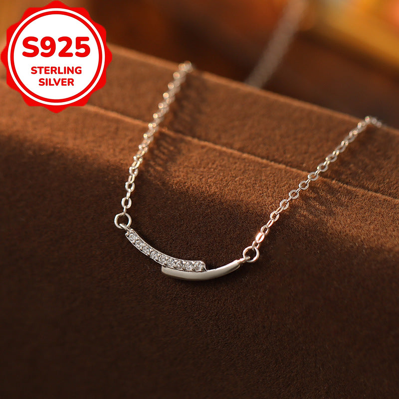 1pc S925 Silver Luxury Smile Sparkling Necklace for Women - Elegant Bohemian Style, Perfect for Daily Wear, Dates, Weddings & Banquets - Ideal Gift for Family