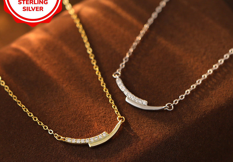 1pc S925 Silver Luxury Smile Sparkling Necklace for Women - Elegant Bohemian Style, Perfect for Daily Wear, Dates, Weddings & Banquets - Ideal Gift for Family