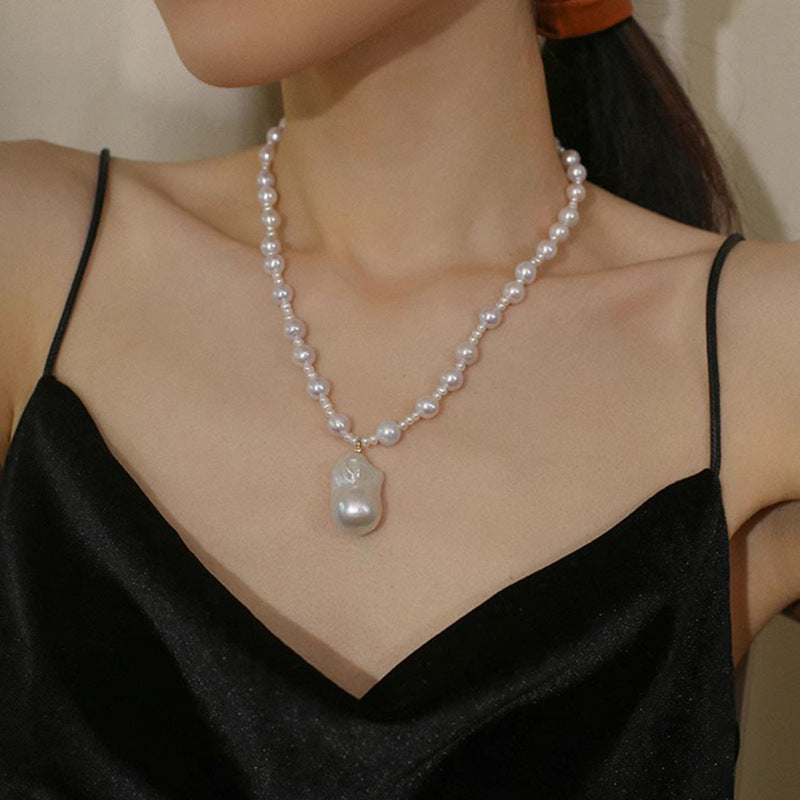 Elegant Baroque Freshwater Pearl Necklace - Versatile Fashion Accessory with Teardrop & Round Pendants, 18K Golden Plated Clasp, Perfect for Parties, Gifts, and Casual Attire