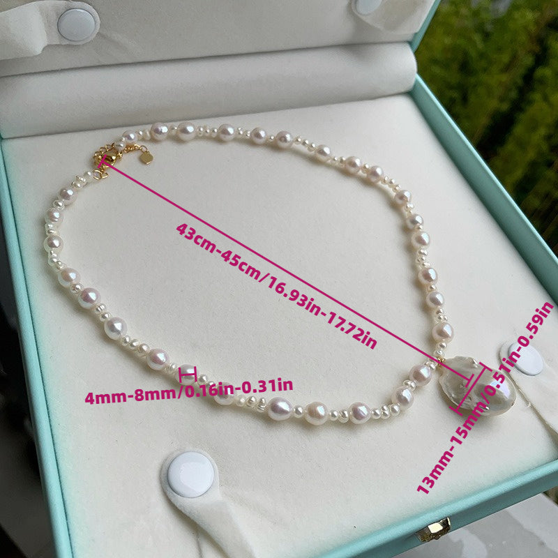 Elegant Baroque Freshwater Pearl Necklace - Versatile Fashion Accessory with Teardrop & Round Pendants, 18K Golden Plated Clasp, Perfect for Parties, Gifts, and Casual Attire