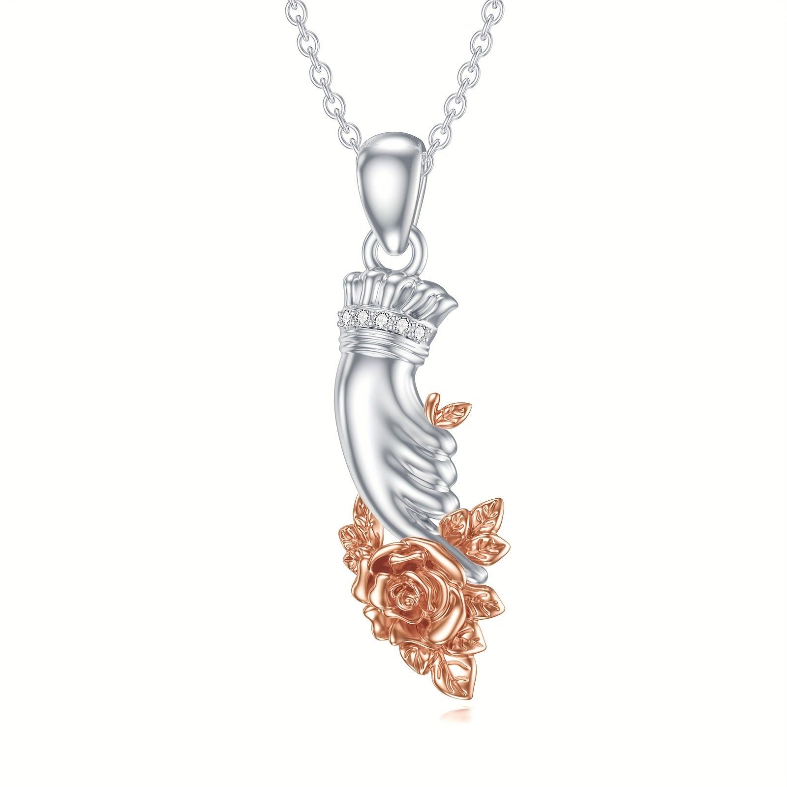 Rose Flower Necklace Sterling Silver Holding Rose for Women Gift for Mother'S Day Anniversary Birthday Christmas
