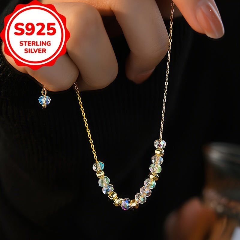 1pc of S925 sterling Silvery Korean-style colorful bead bracelet, suitable for women to wear, featuring a simple and luxurious style. Perfect as a gift for couples or friends, ideal for daily use, parties, beach vacations, and all seasons