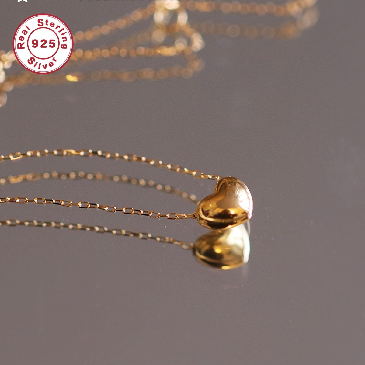 S925 Sterling Silvery Women's Necklace, Minimalist 18K Gold-Plated Heart Pendant, Classic Small Heart Charm Adjustable Collarbone Chain, Ideal Valentine's Day Gift for Girlfriend, Love Token, Wedding Accessory, Elegant Design, Delicate Craftsmanship