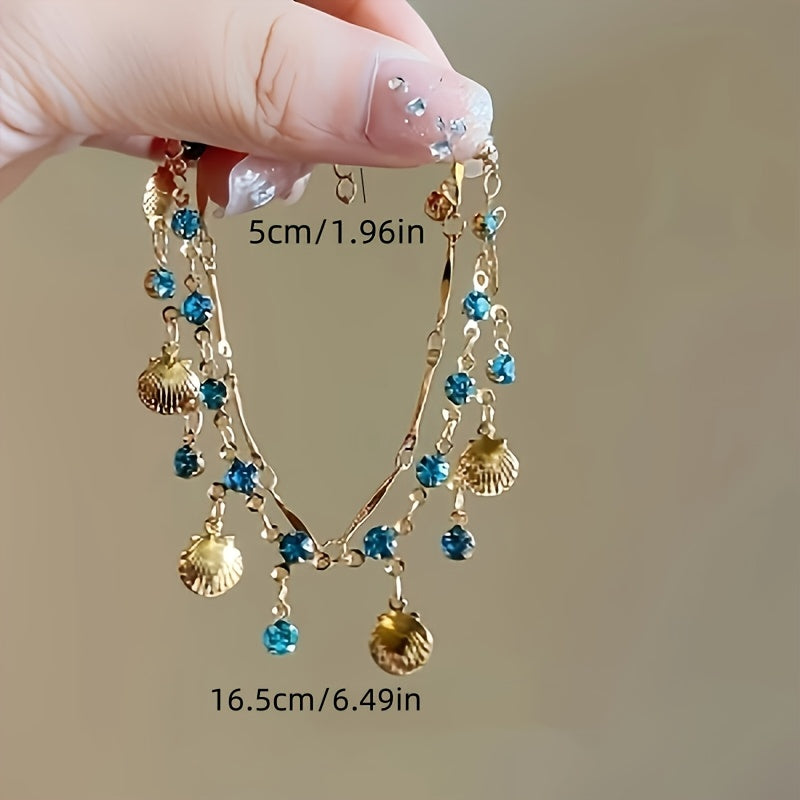 1pc blue Golden shell necklace versatile bracelet niche design sense light luxury jewelry