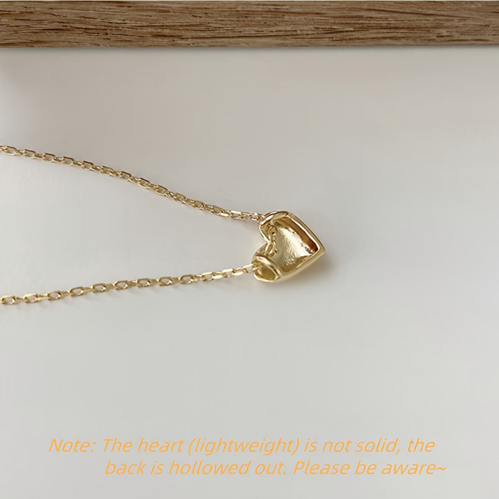S925 Sterling Silvery Women's Necklace, Minimalist 18K Gold-Plated Heart Pendant, Classic Small Heart Charm Adjustable Collarbone Chain, Ideal Valentine's Day Gift for Girlfriend, Love Token, Wedding Accessory, Elegant Design, Delicate Craftsmanship