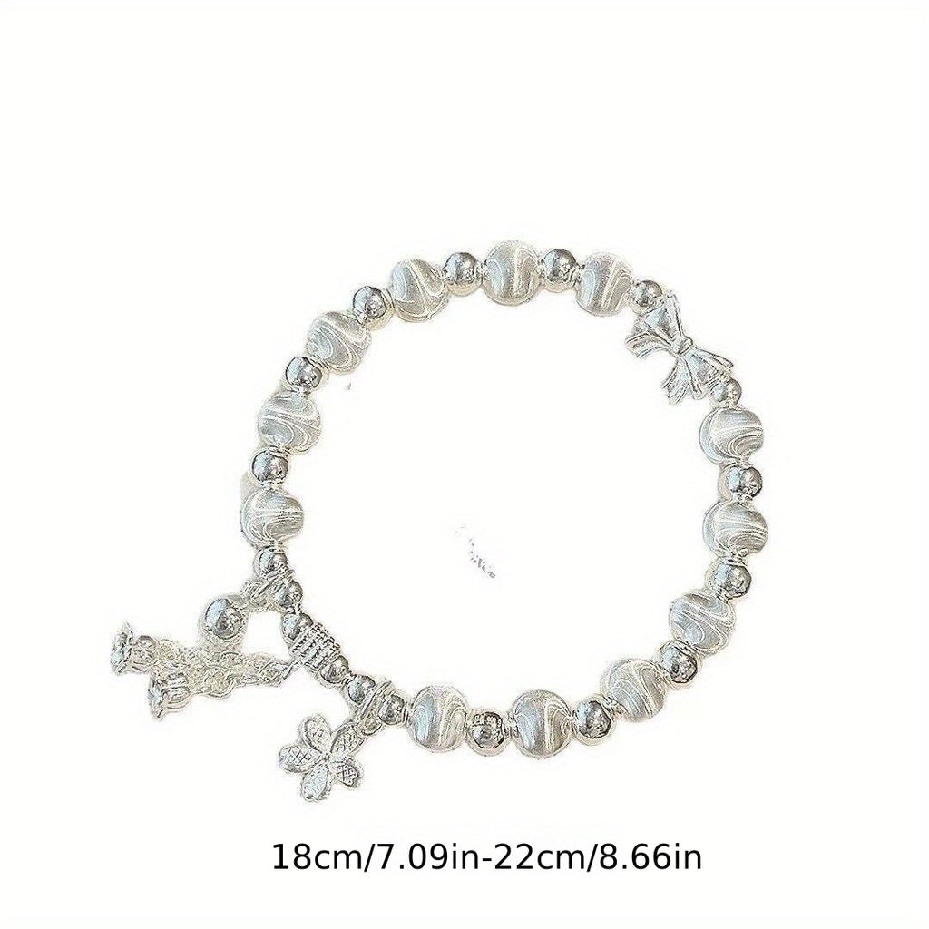 S925 925 Silver Wheat Ear Heart-Shaped Bracelet - Minimalist Elegant Design, Durable & Stylish, Perfect for Daily Wear, Ideal for Everyday & Special Occasions, For Teenager
