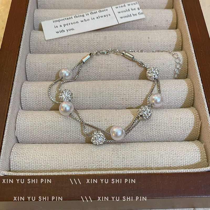 Women'S Bohemian & Classic Double-Layer Bracelet with & Pink - Elegant Multi-Color Beads, February Birthstone Accent, Versatile Everyday & Party Jewelry Gift for Women, Durable Timeless Design for Year-Round Wear