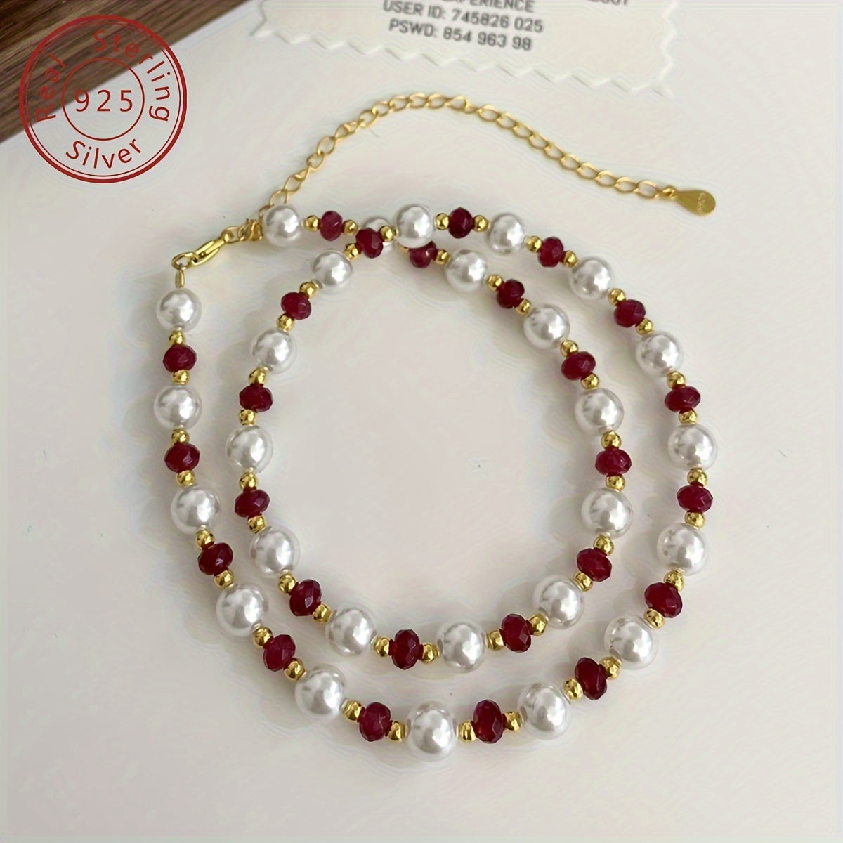 1pc Elegant 925 Silver Natural Stone Beaded Necklace - French Retro Luxury Design, 18K Golden Plated, Perfect for Daily Wear & Gifting, Valentine'S Day, Birthday, Anniversary - Includes Gift Box, Special Occasion Jewelry | French Retro Style | Durab