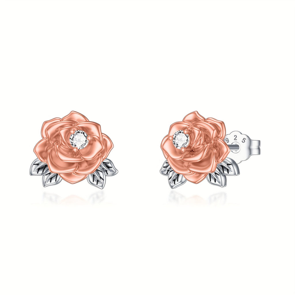 Rose Earrings for Women Sterling Silver Rose Stud Earrings Jewelry for Mothers Day Birthday Valentines Christmas Birthday