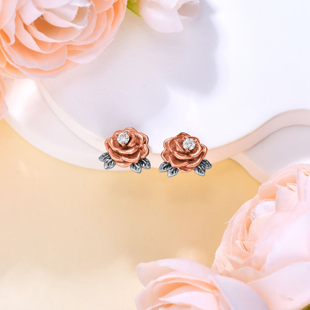 Rose Earrings for Women Sterling Silver Rose Stud Earrings Jewelry for Mothers Day Birthday Valentines Christmas Birthday