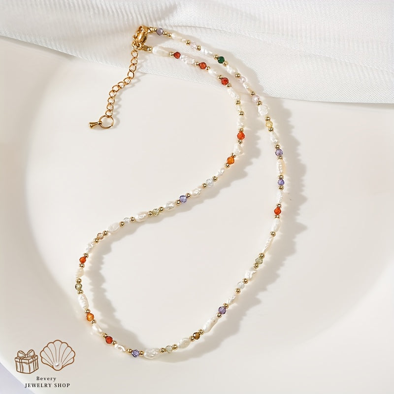 Elegant Freshwater Pearls Necklace with Golden-Tone Accents - June Birthstone, Ideal for Weddings, Music Festivals, and Special Occasions, Festive Accessory|Elegant Necklace|Golden-Tone Accents, Necklace for, For Teenager