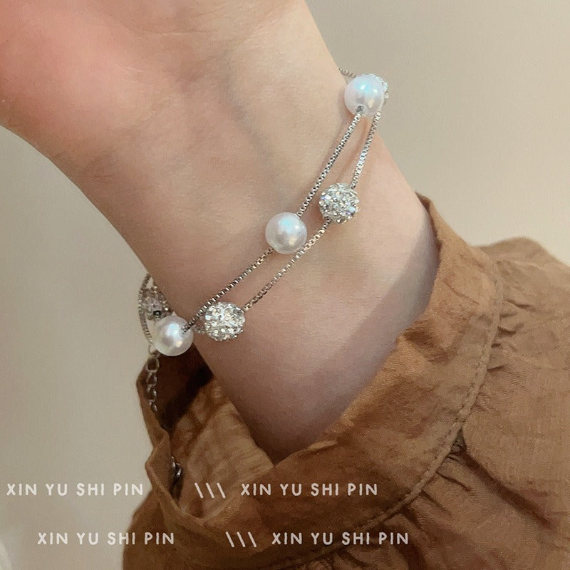 Women'S Bohemian & Classic Double-Layer Bracelet with & Pink - Elegant Multi-Color Beads, February Birthstone Accent, Versatile Everyday & Party Jewelry Gift for Women, Durable Timeless Design for Year-Round Wear