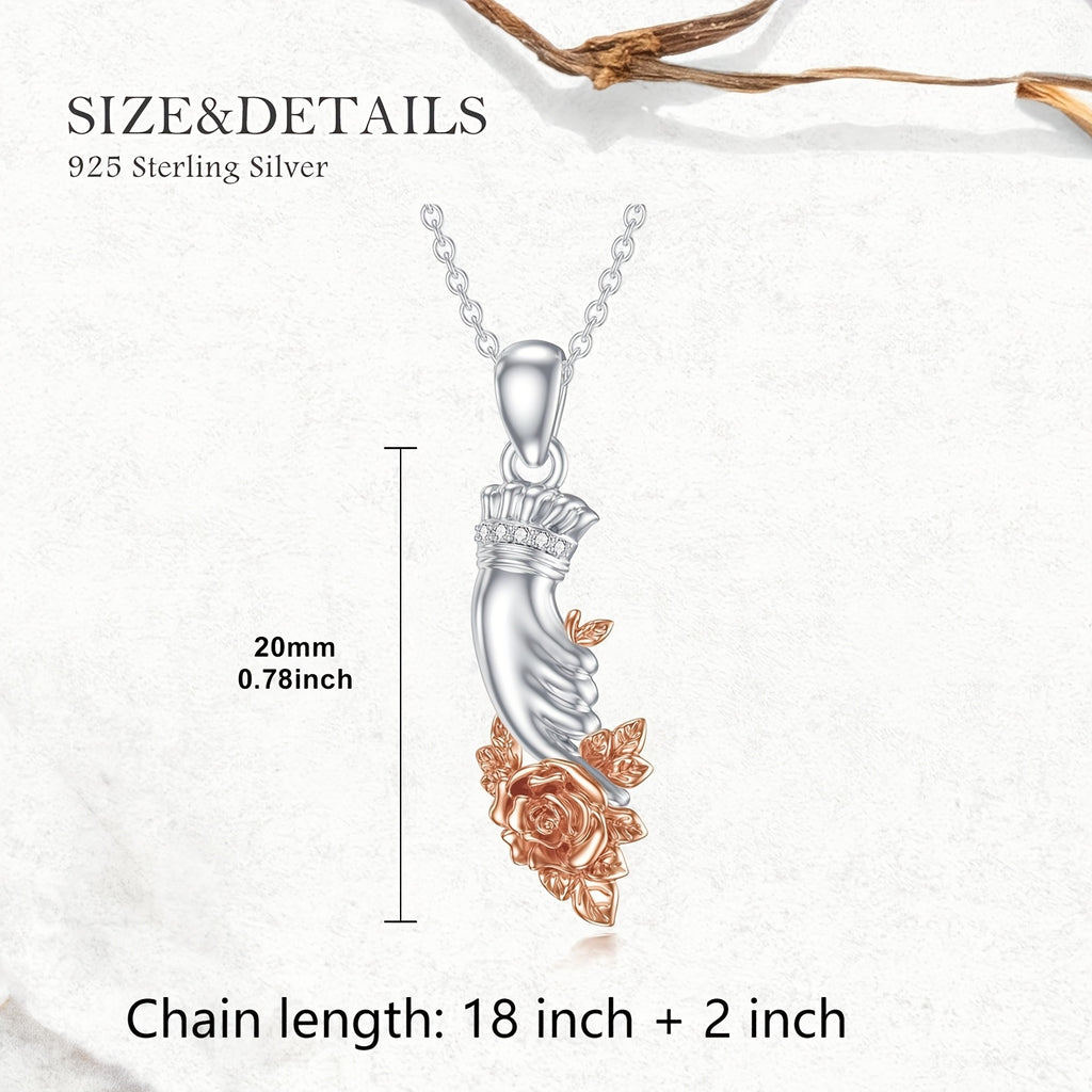 Rose Flower Necklace Sterling Silver Holding Rose for Women Gift for Mother'S Day Anniversary Birthday Christmas