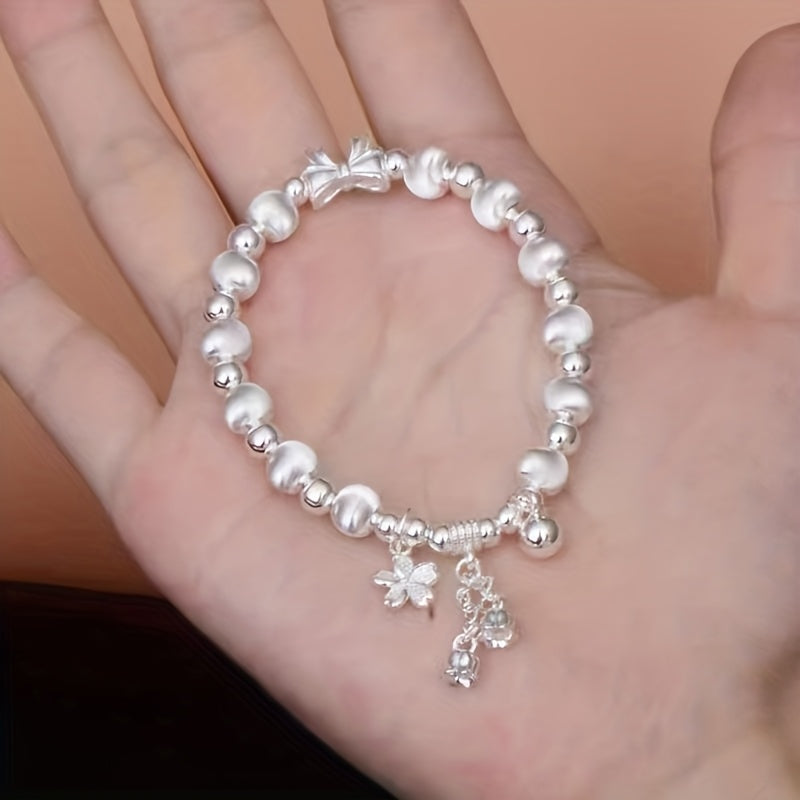 S925 925 Silver Wheat Ear Heart-Shaped Bracelet - Minimalist Elegant Design, Durable & Stylish, Perfect for Daily Wear, Ideal for Everyday & Special Occasions, For Teenager